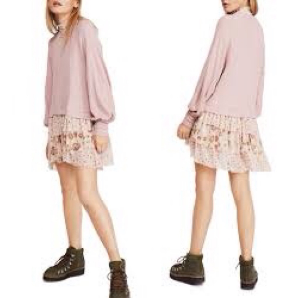 Free People Opposites Attract Mini Dress Light Purple and Pink Size XS